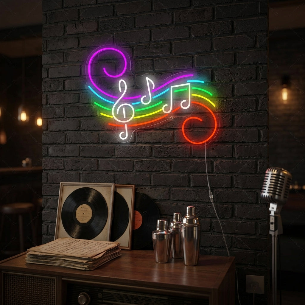 "Musikanteckningar" Neonskylt