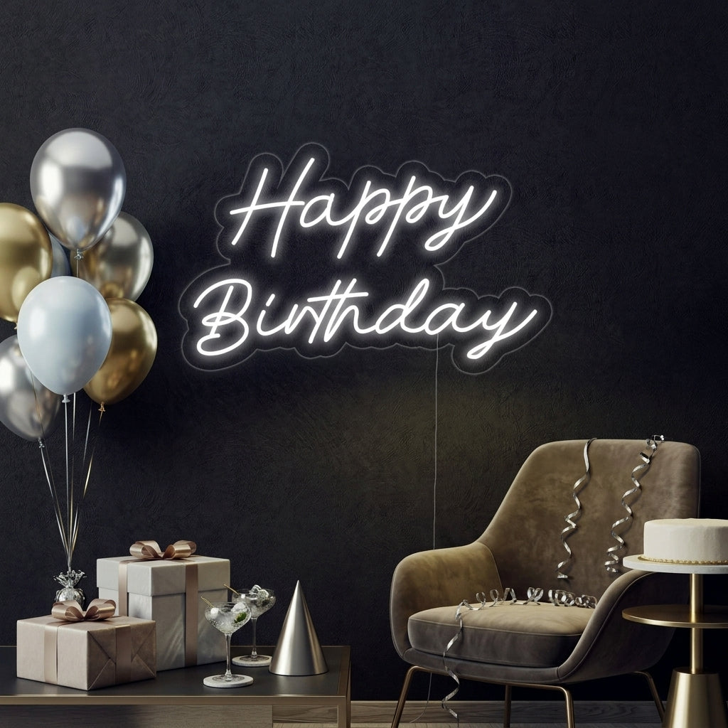 "Happy Birthday" Neonskylt