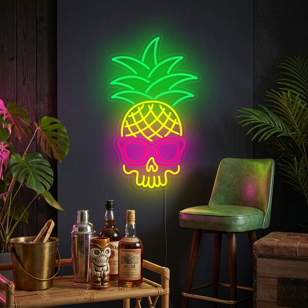 "Ananas Dödskalle" Neonskylt