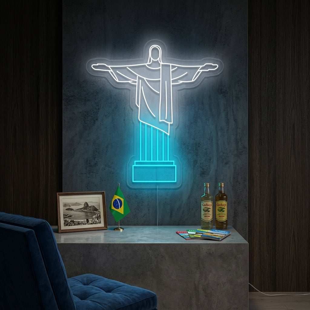 "Brasilien Kristus Frälsaren" Neonskylt