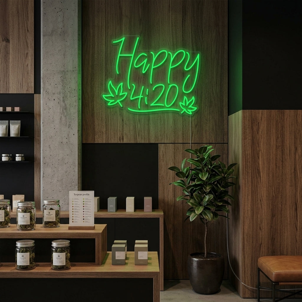 "Happy 420 Marijuana" Neonskylt