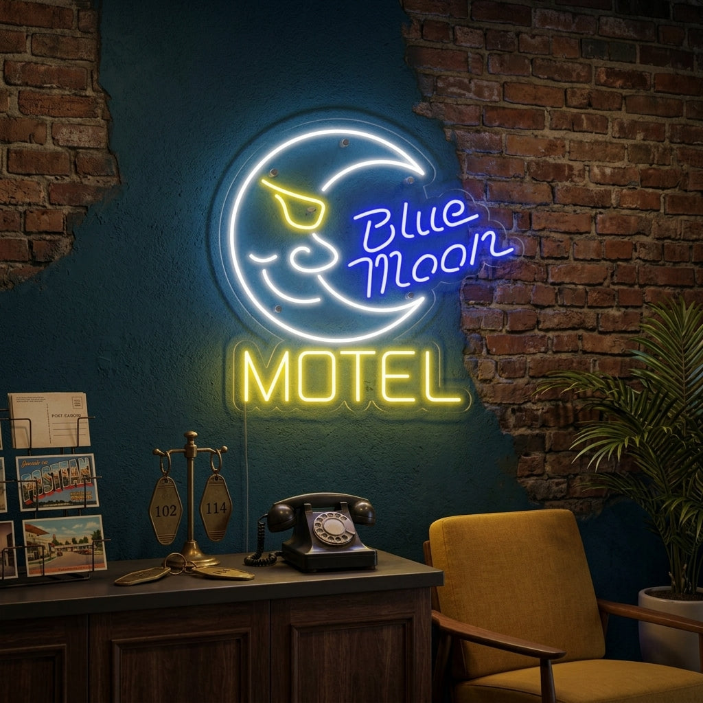"Blue Moon Motel, Hotell" Neonskylt