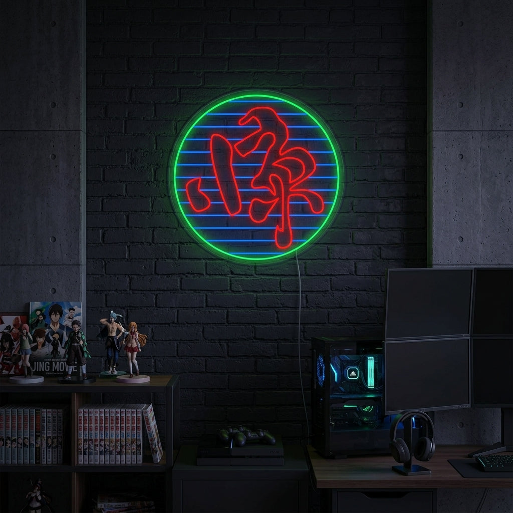 "Kanji-Symbol Jing Film" Neonskylt