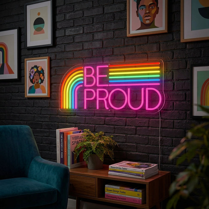 "LGBT Be Proud, Regnbåge" Neonskylt
