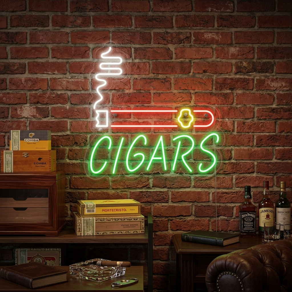 "Cigars, cigarrbutik" Neonskylt