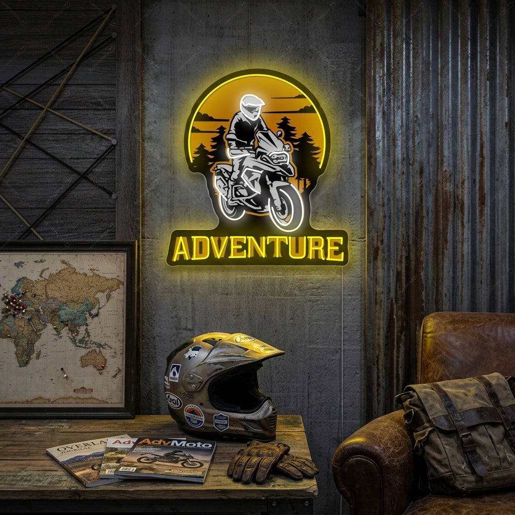 "Biker Riding Adventure Motorcykel" Neonskylt