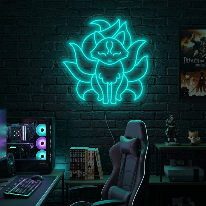 "Nio Svansar Räv Anime" Neonskylt