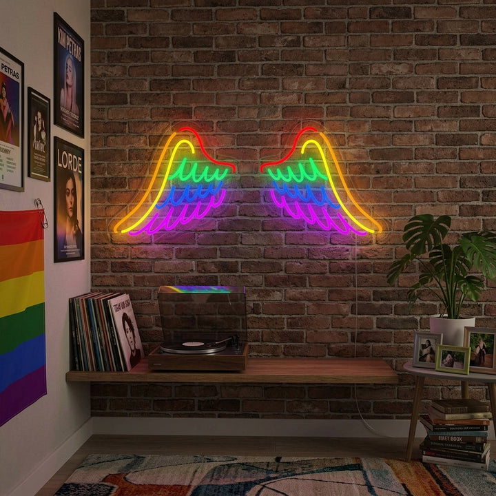 "Regnbågsflagg Lgbt-Stolthet Unik, Vingar" Neonskylt