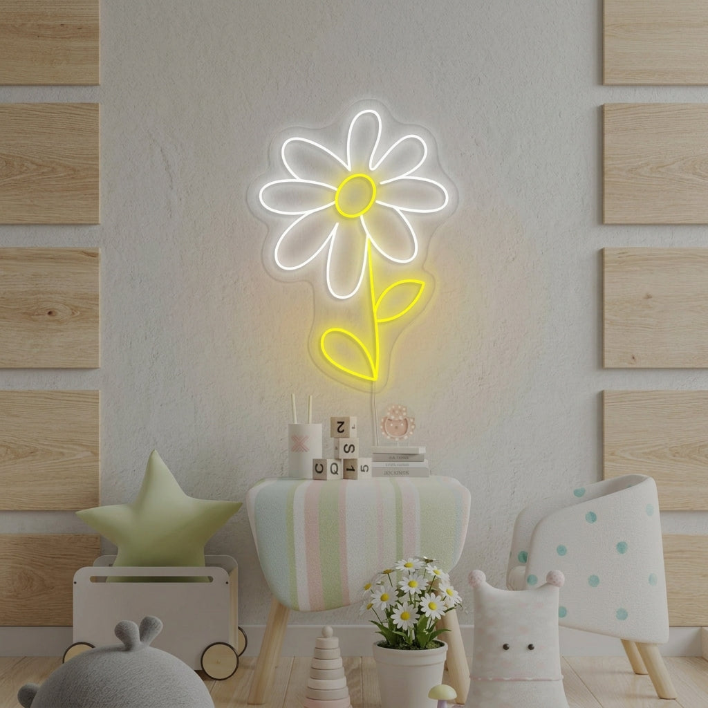 "Tusensköna Blomma, Dekor För Barnrum" Neonskylt