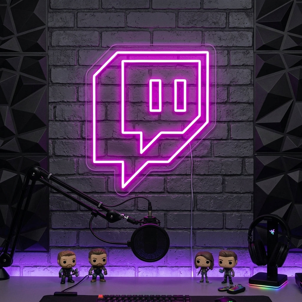 "Twitch-Logotyp, Spelinredning" Neonskylt