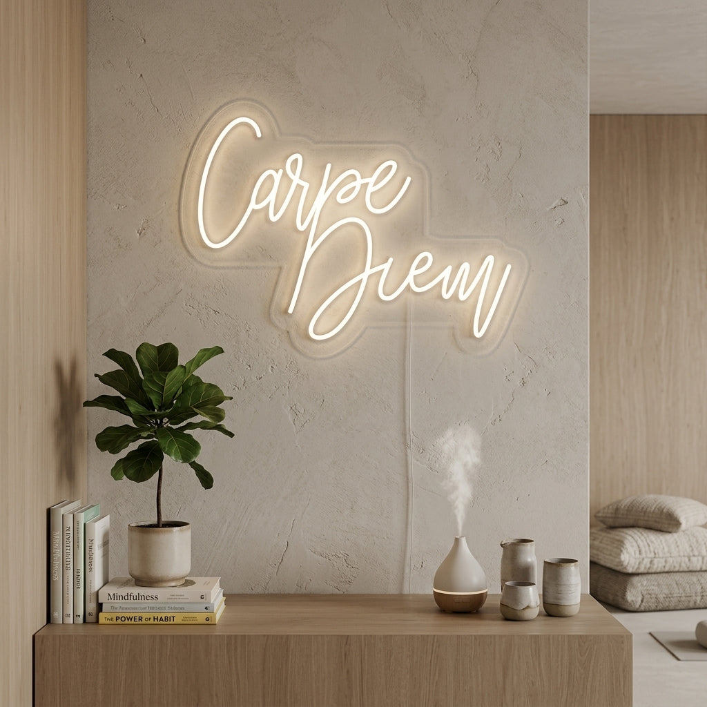 "Carpe Diem Latin Means Seize the Day" Neonskylt