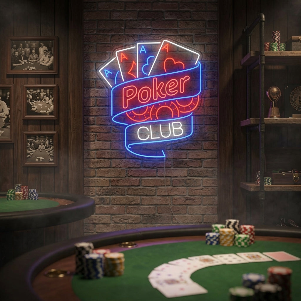 "Pokerklubb" Neonskylt