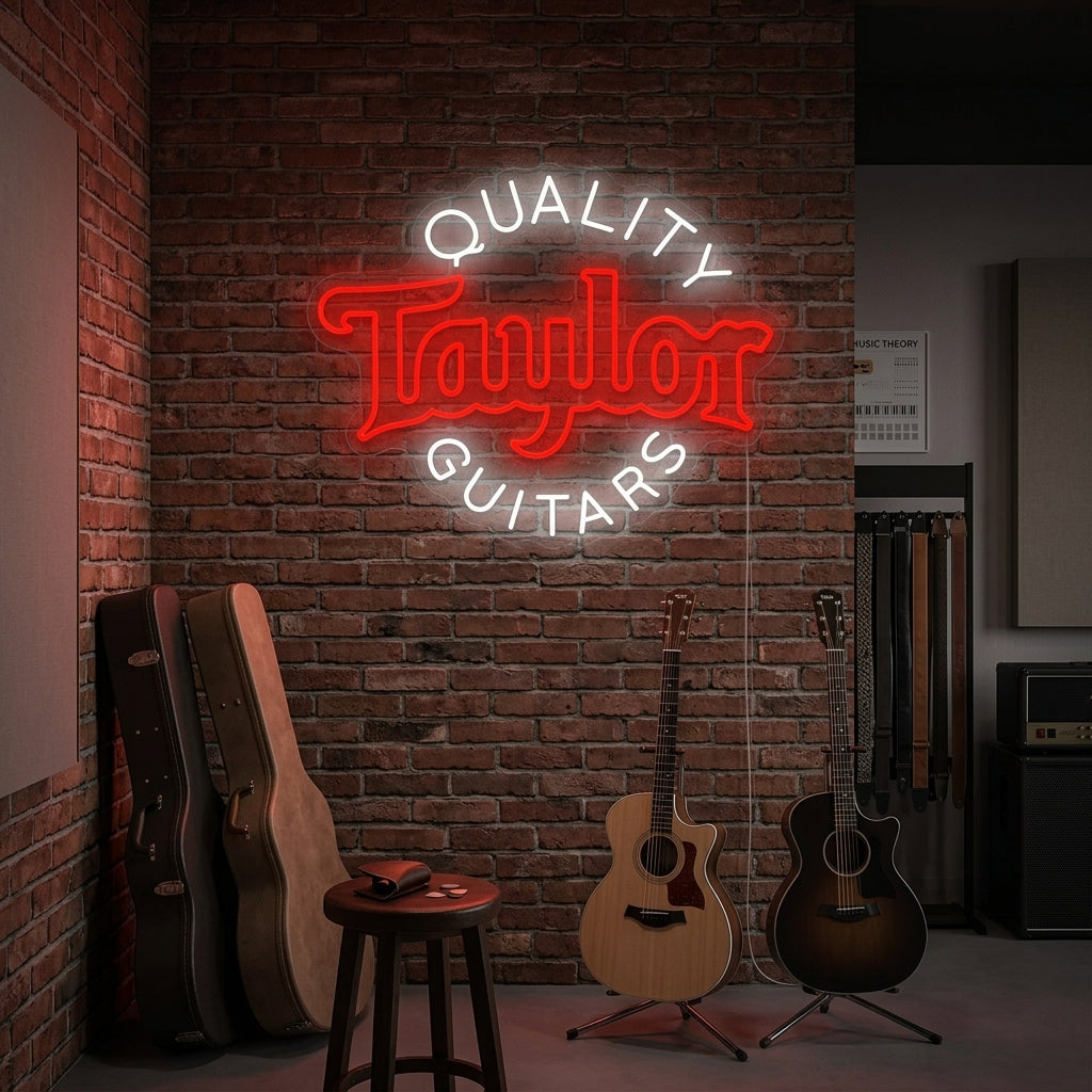 "Quality Taylor Guitars" Neonskylt