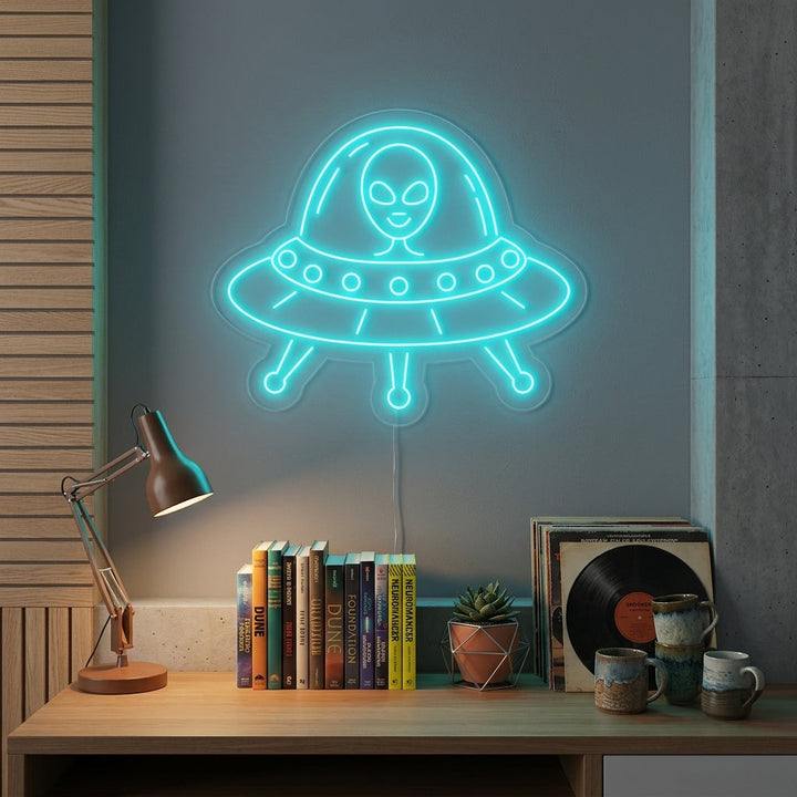 "Utomjordisk UFO" Neonskylt