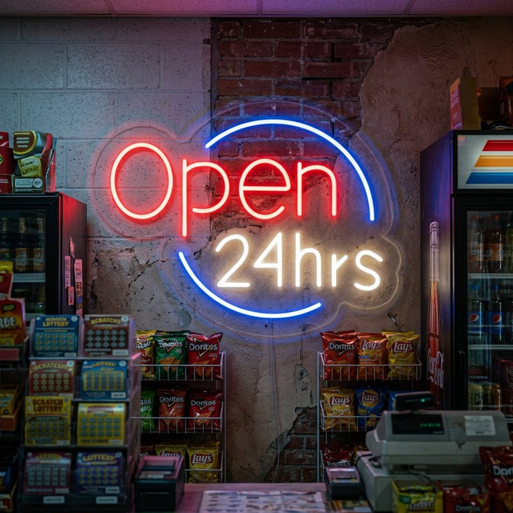 "Open 24 Hrs" Neonskylt