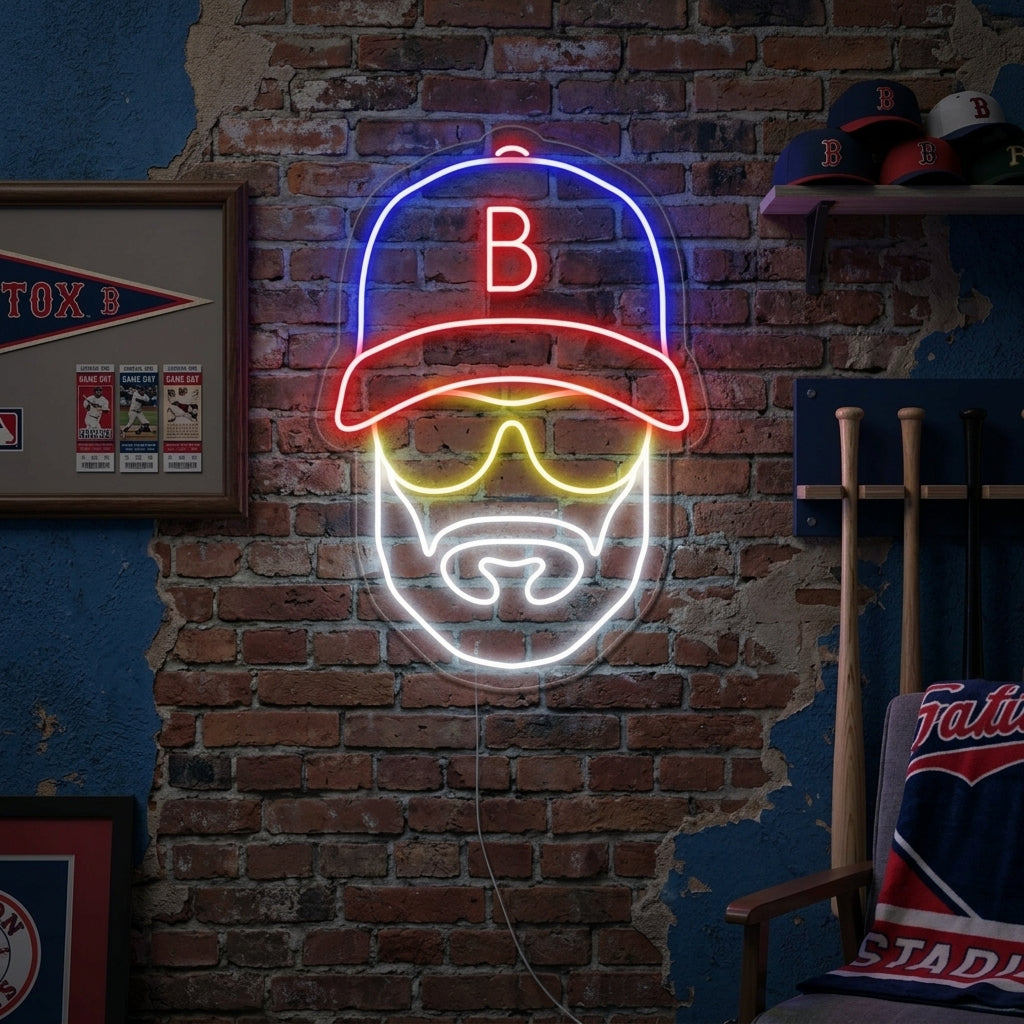 "Basebollman Med Hatt" Neonskylt