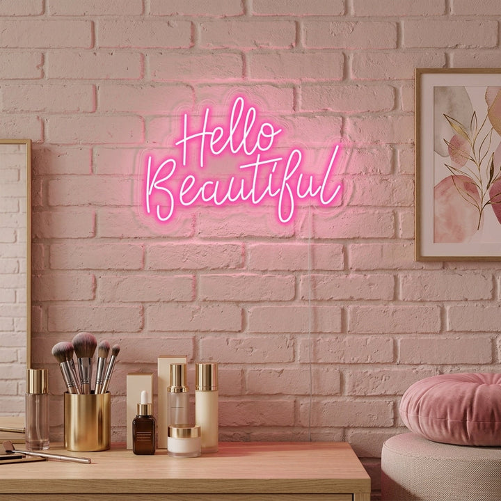 "Hello Beautiful" Neonskylt