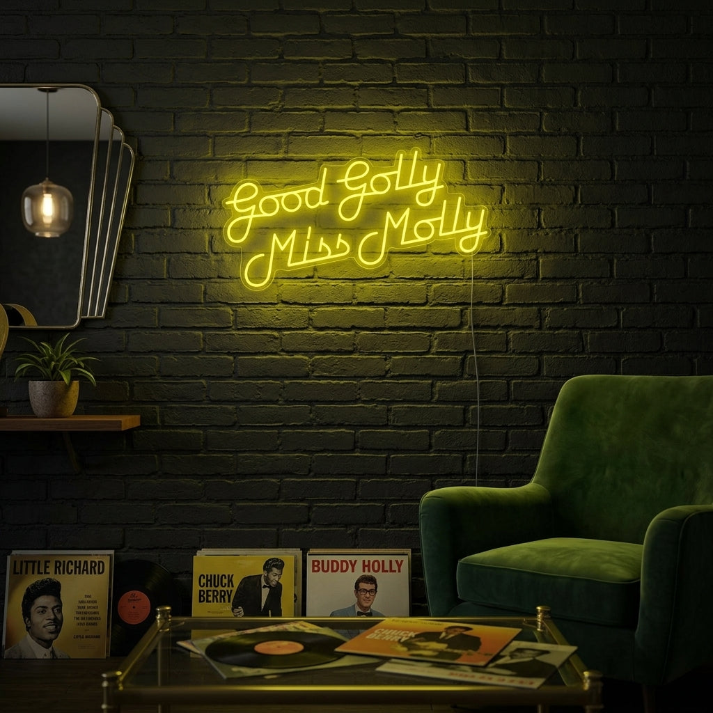 "Good Golly Miss Molly Rockmusik" Neonskylt