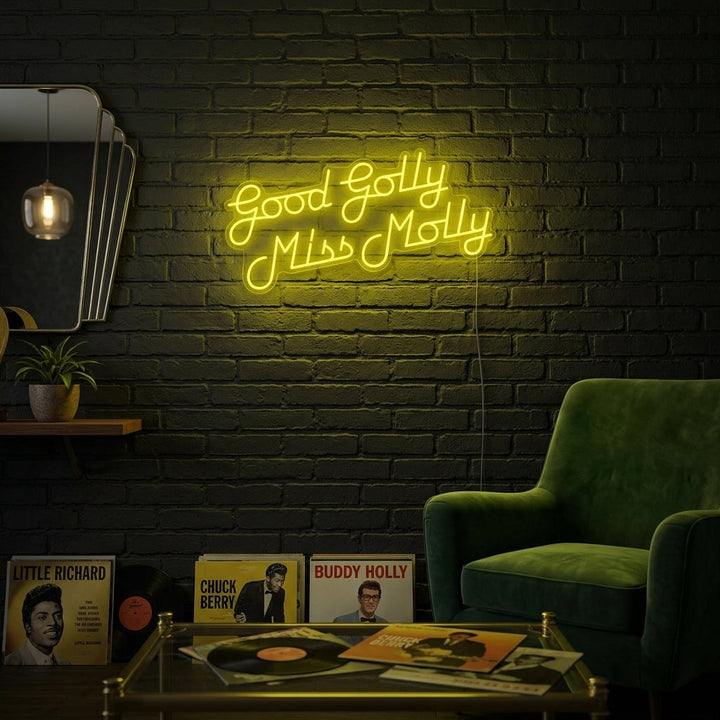 "Good Golly Miss Molly Rockmusik" Neonskylt