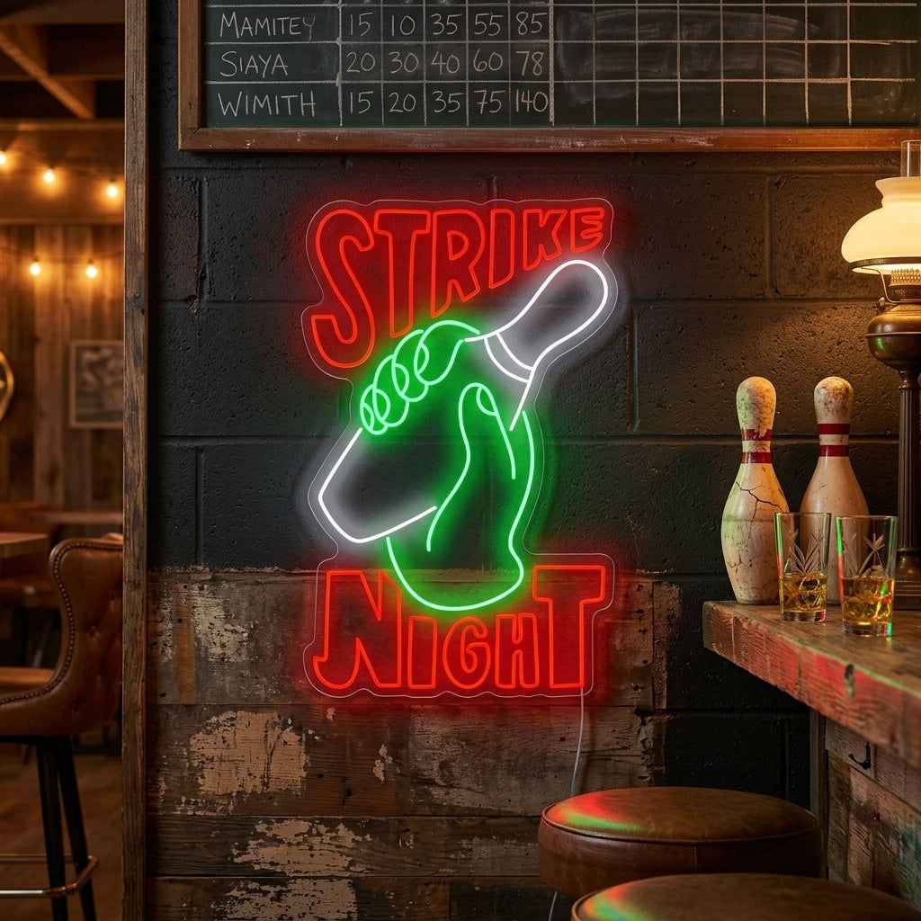 "Strike Night Bowling " Neonskylt