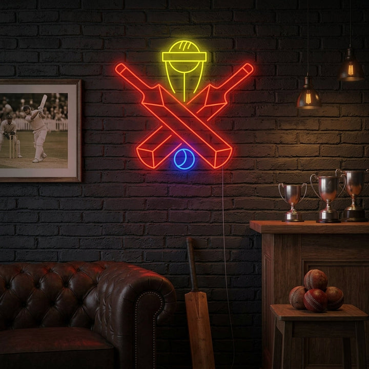 "Cricket Bat Boll Vinnande" Neonskylt