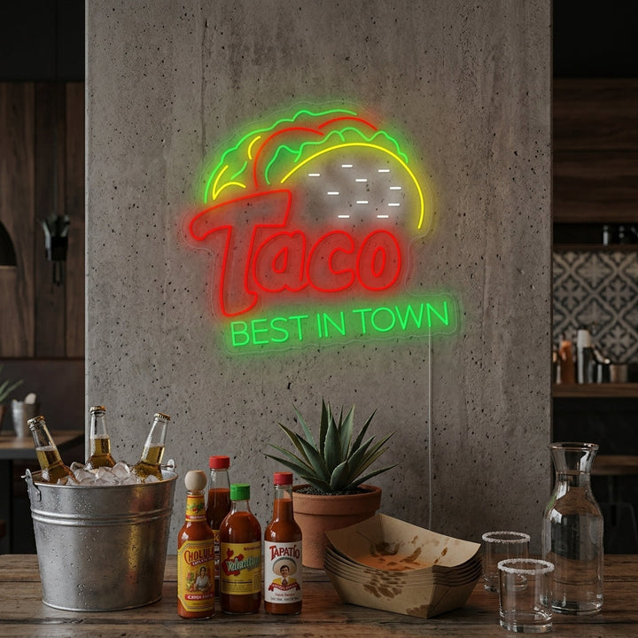 "Taco Best In Town" Neonskylt