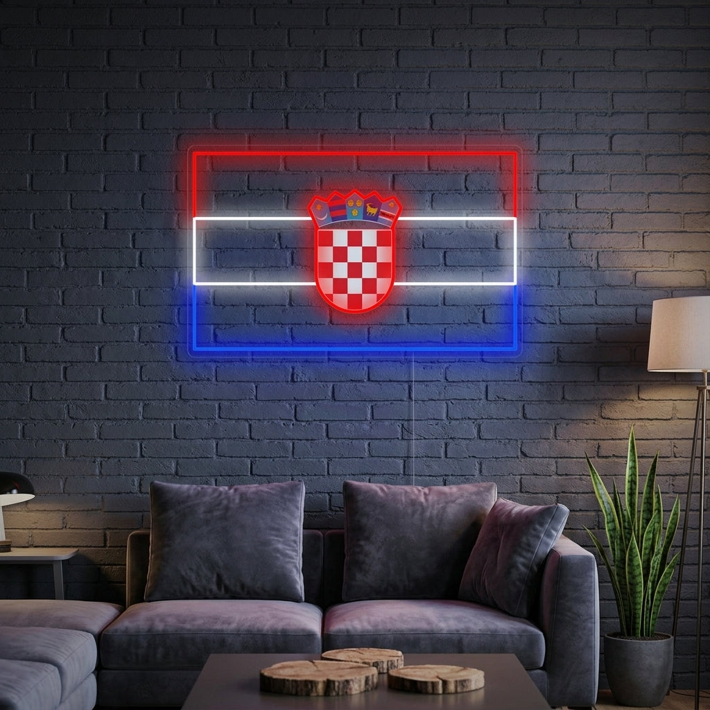 "Kroatisk Flagga" Neonskylt