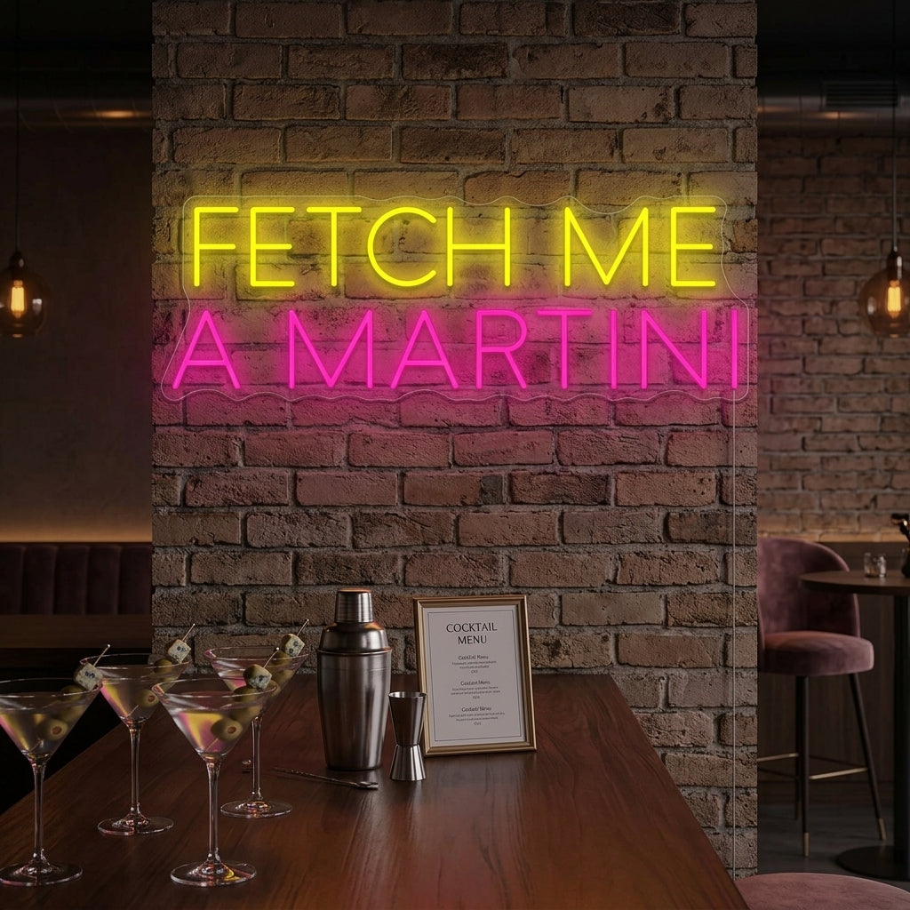 "Fetch Me A Martini" Neonskylt