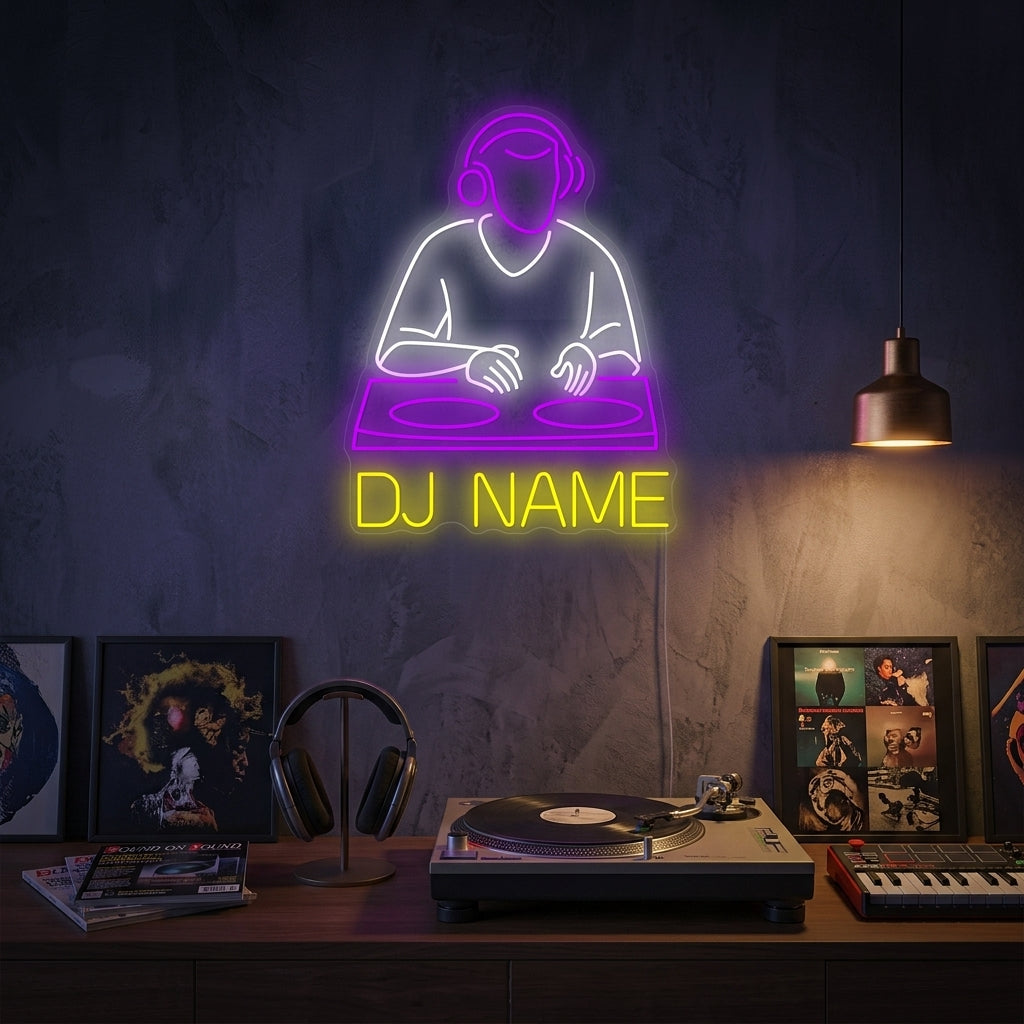 "Anpassad Dj-logotyp" Neonskylt