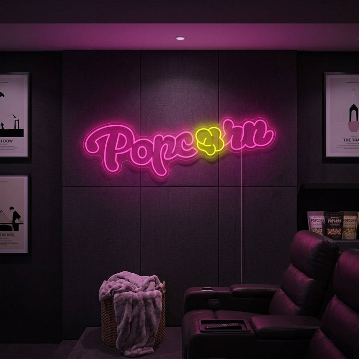 "Popcorn för biografsalong" Neonskylt