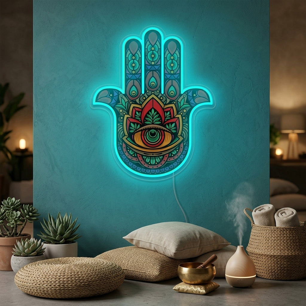 "Hamsa Hand And UV Print" Neonskylt