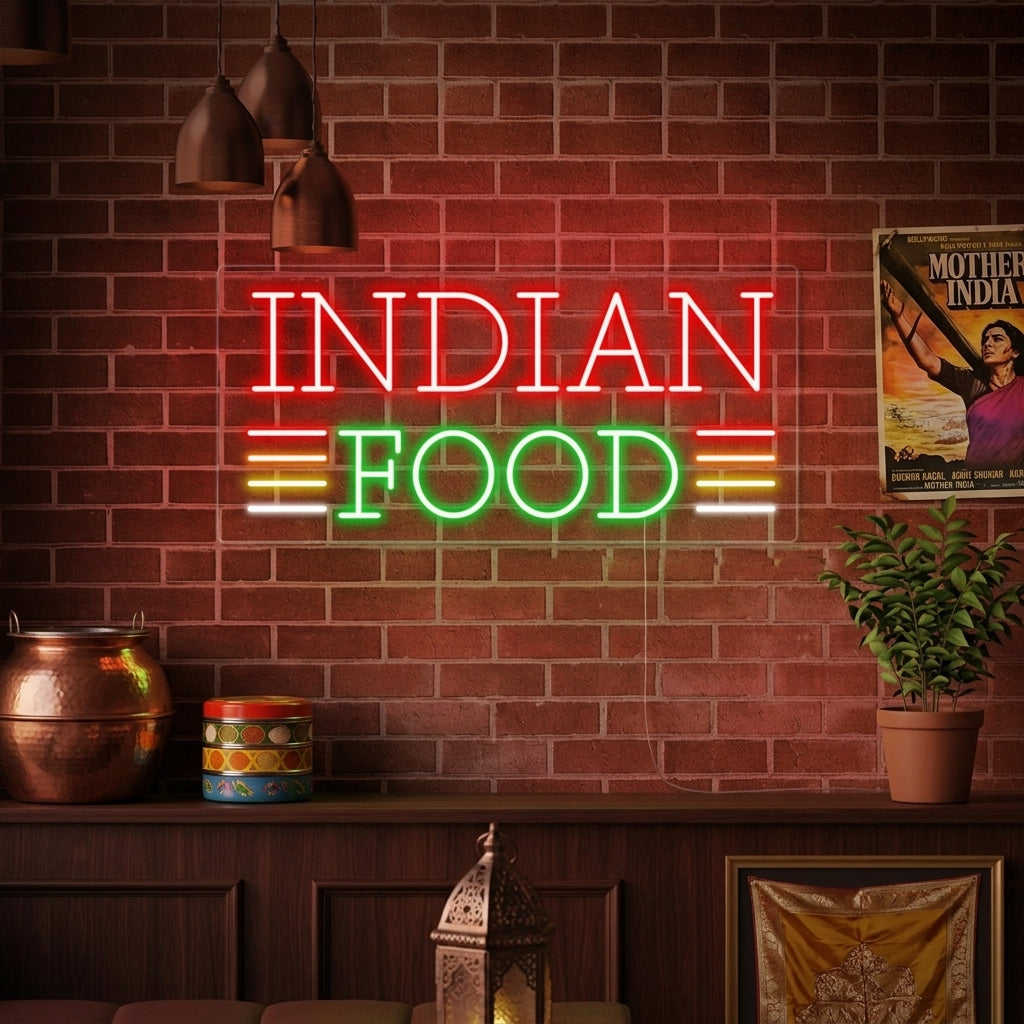 "INDIAN FOOD" Neonskylt