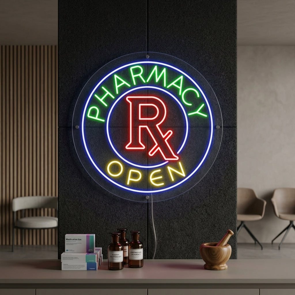 "Pharmacy Open" Neonskylt