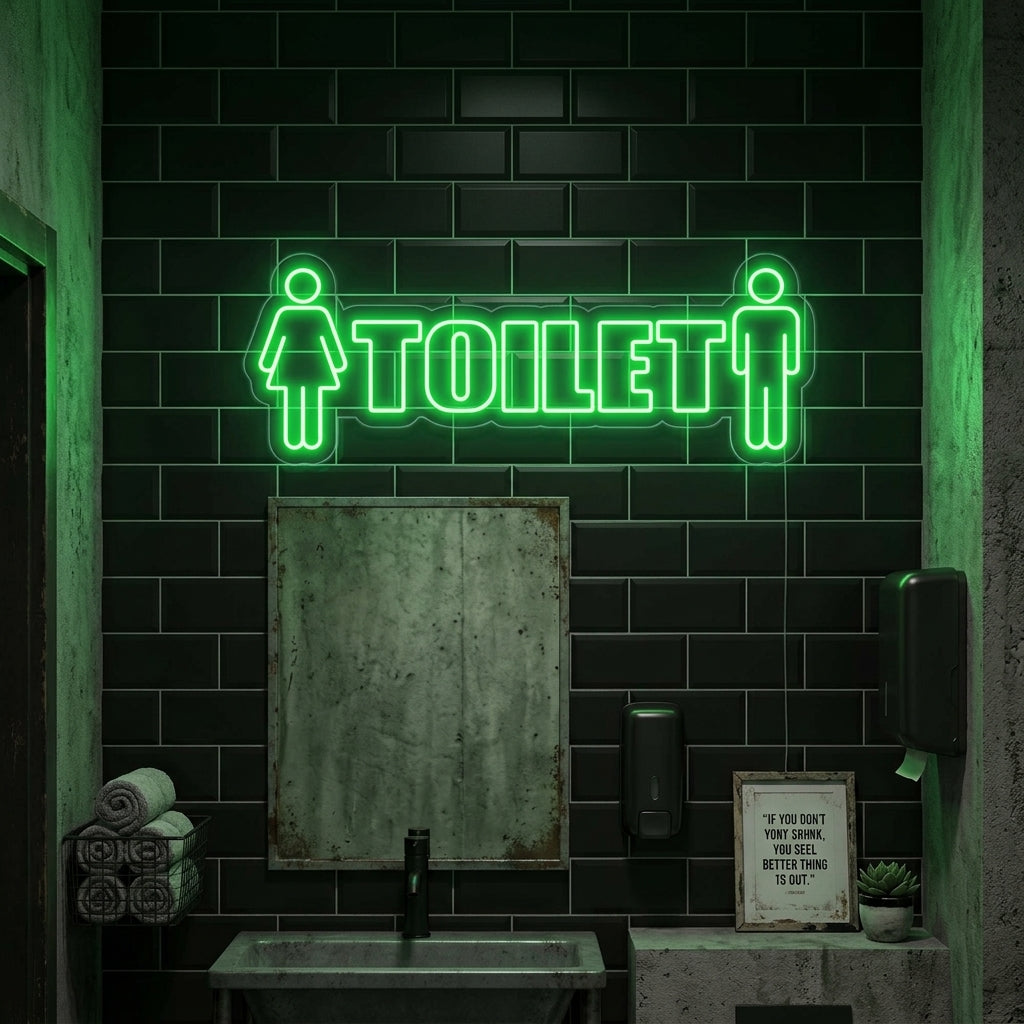 "Toilet, Man, kvinna" Neonskylt