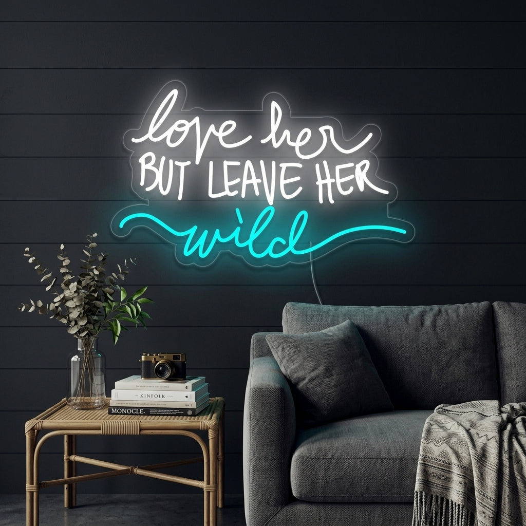 "Love Her But Leave Her Wild" Neonskylt