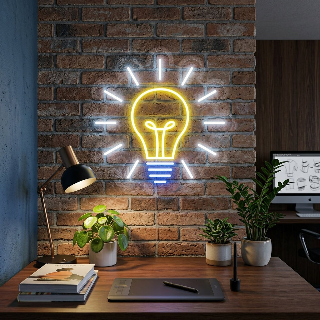 "Glödlampa" Neonskylt