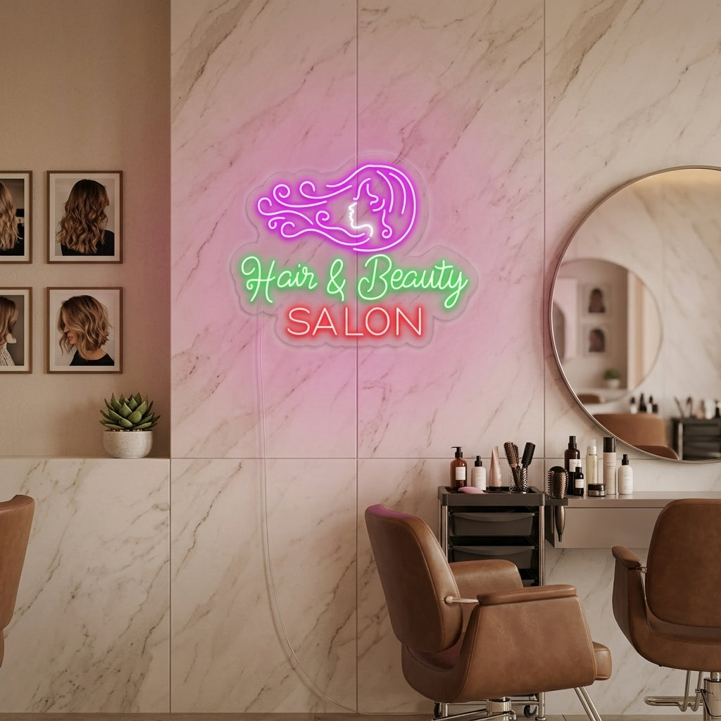 "Hair Salon Hair Beauty Salon" Neonskylt