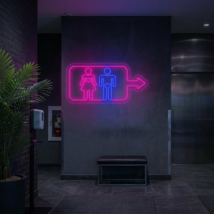"Män Kvinnor Toalett Tvättrum Vägg" Neonskylt