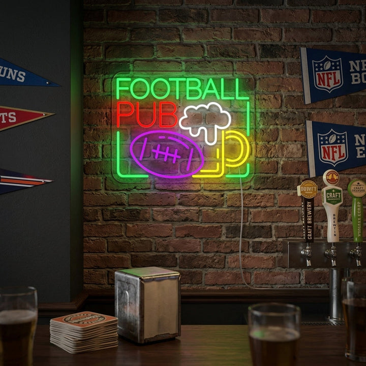 "Öl, Football pub" Neonskylt