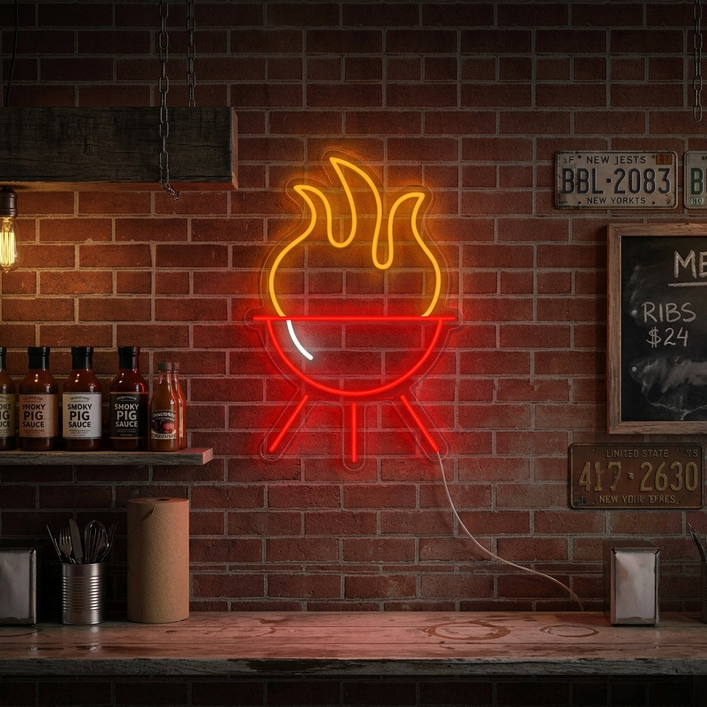 "Grillrestaurang Och Grillning" Neonskylt