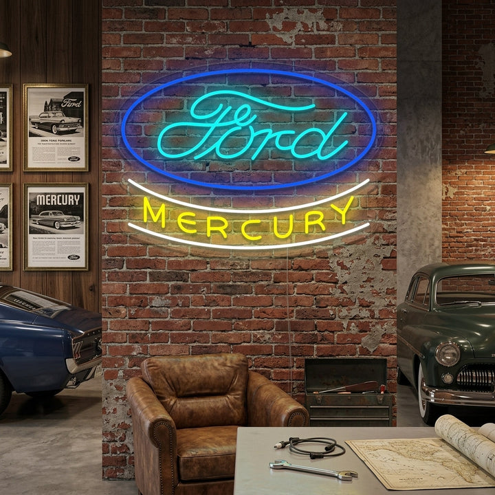 "Mercury, Billogotyp" Neonskylt
