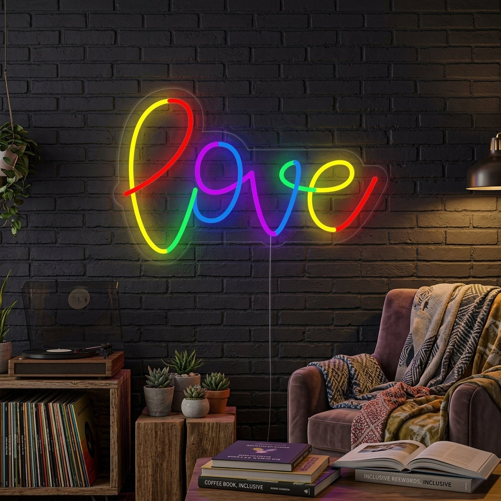 "LGBT Rainbow Love" Neonskylt