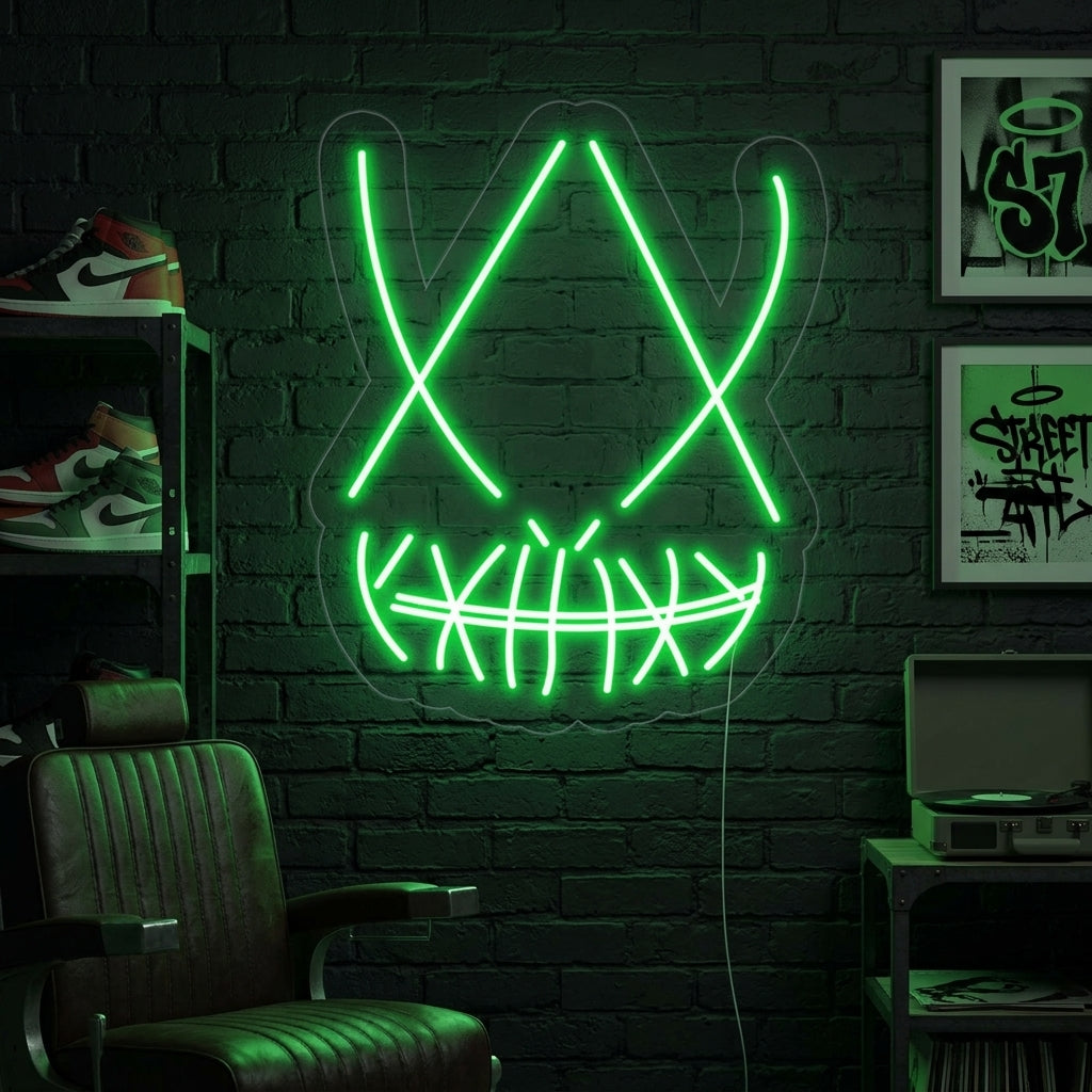 "Skalmask" Neonskylt