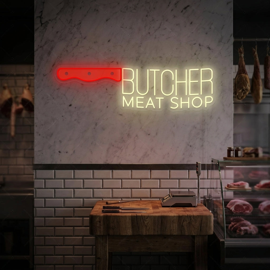 "Butcher Meat Shop" Neonskylt