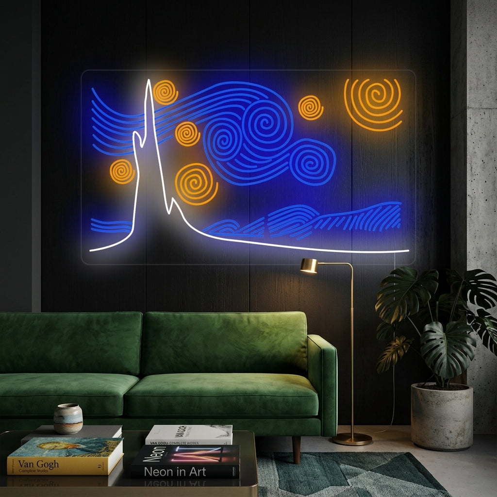 "Stjärnklar Natt Vincent Van Gogh" Neonskylt