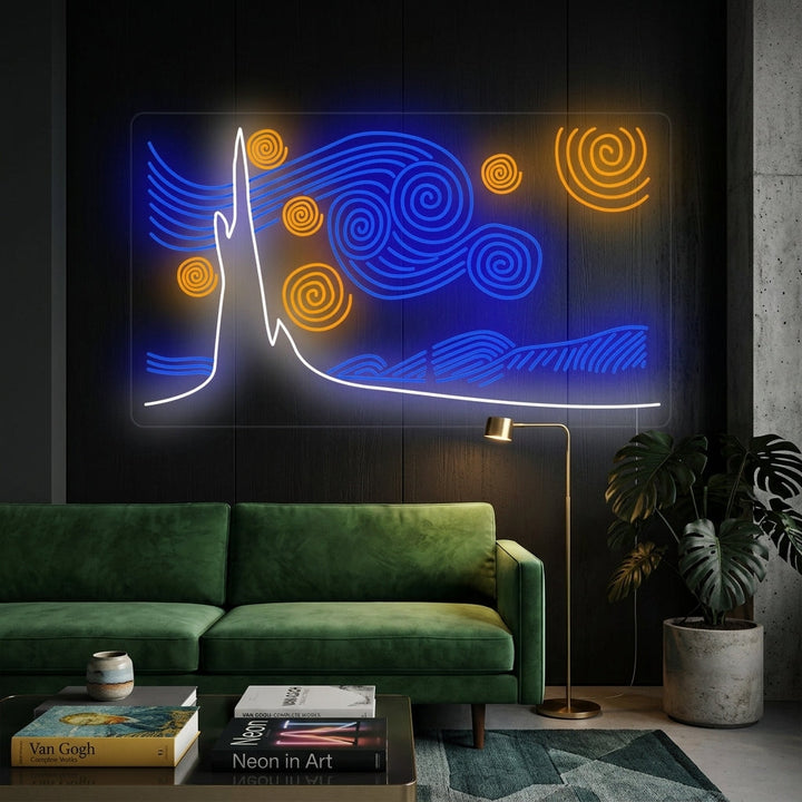 "Stjärnklar Natt Vincent Van Gogh" Neonskylt