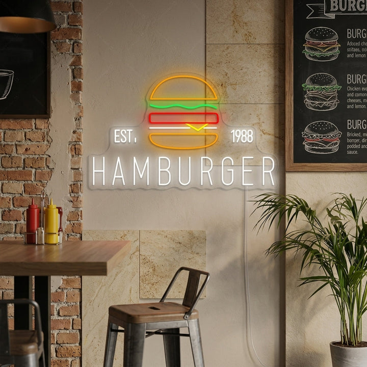 "Anpassad hamburgerlogotyp" Neonskylt