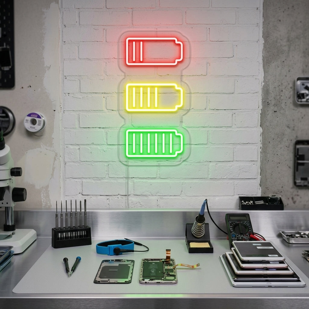 "Batterinivå" Neonskylt