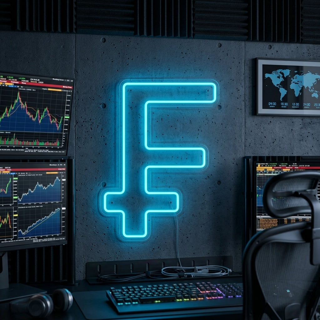 "Symbol För Schweiziska Franc" Neonskylt