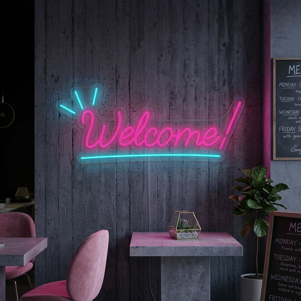"Welcome" Neonskylt